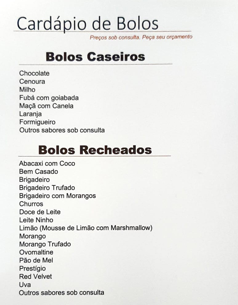 Cardápio